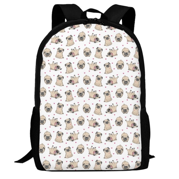 Defioc Pugs Pattern Carry on Backpack,16.5x12.5x5.5 Personal Item Bag Carry On Backpack Water Resistant Lightweight Daypack