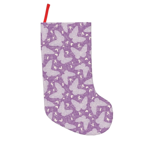 Defioc Purple Butterflies Floral for Christmas Stockings 18" Personalized Holiday Stocking for Family, Farmhouse Decor, Xmas Tree Decoration, 1 Pack