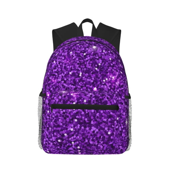 Defioc Purple Glitter Pattern Laptop Backpack for Men and Women,Casual Backpack Dayback Sports Bookbag for Travel Running Hiking