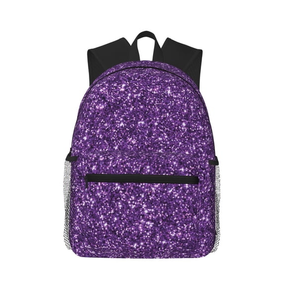Defioc Purple Glitter Pattern Laptop Backpack for Men and Women,Casual Backpack Dayback Sports Bookbag for Travel Running Hiking