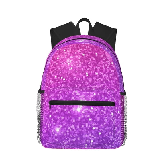 Defioc Purple Glitter Pattern Laptop Backpack for Men and Women,Casual Backpack Dayback Sports Bookbag for Travel Running Hiking
