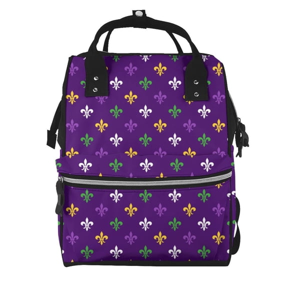 Defioc Purple Mardi Gras for Baby Diaper Bag Backpack - Baby Bag for Boys & Girls - Diaper Backpack - Large Travel Diaper Bags- Baby Registry Search & Shower Gifts
