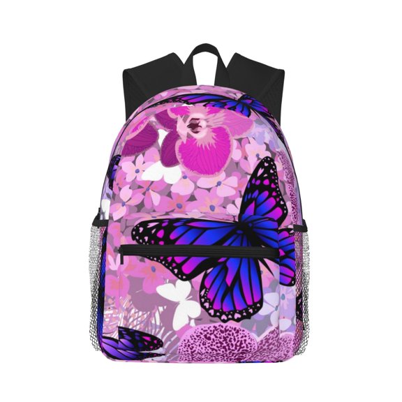 Defioc Purple Vintage Butterfly Pattern Laptop Backpack for Men and Women,Casual Backpack Dayback Sports Bookbag for Travel Running Hiking