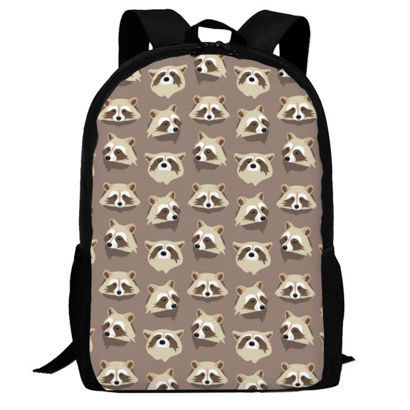 Defioc Raccoon Pattern Carry on Backpack,16.5x12.5x5.5 Personal Item Bag Carry On Backpack Water Resistant Lightweight Daypack