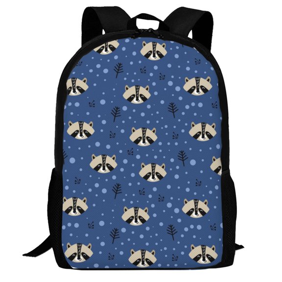 Defioc Raccoon blue point Pattern Carry on Backpack,16.5x12.5x5.5 Personal Item Bag Carry On Backpack Water Resistant Lightweight Daypack