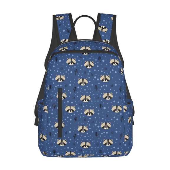 Defioc Raccoon blue point Pattern Travel Laptop Backpack,Lightweight Backpack Travel Hiking Daypack Backpack Work Bag for Men Women