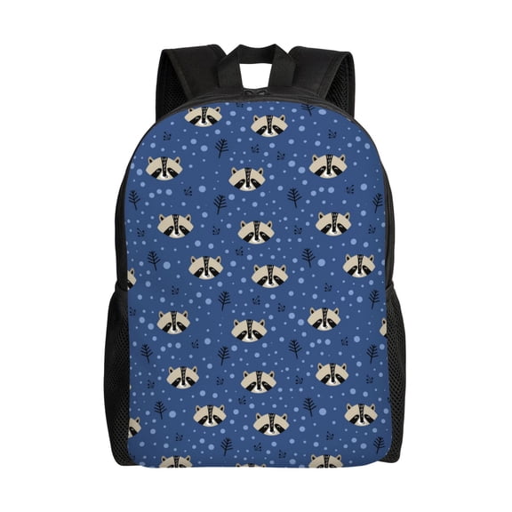 Defioc Raccoon blue point Print Backpack -Travel,or Work Bookbag Daypacks with 15-Inch Laptop Sleeve and Dual Water Bottle Pockets