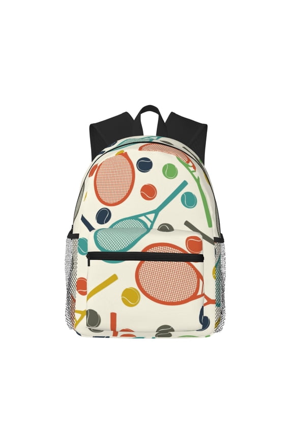 Racket and Tennis Ball Pattern Laptop Backpack for Men and Women,Casual Backpack Dayback Sports Bookbag for Travel Running Hiking