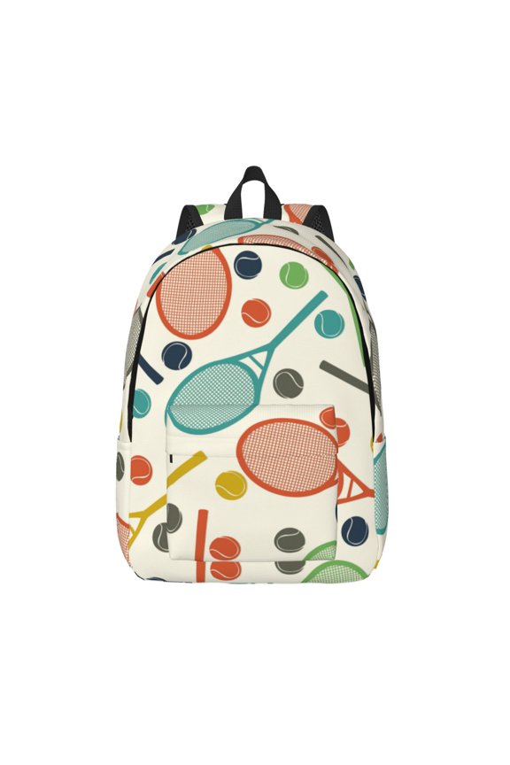 Racket and Tennis Ball for Canvas Backpack,Travel Rucksack Unisex Knapsack Laptop Backpack for Work & College -Small