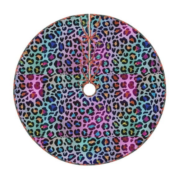Defioc Rainbow Animal Skin for Christmas Tree Skirt Snowman Xmas Tree Skirt Farmhouse Christmas Decorations Tree Mat for Holiday Party Decor-30"