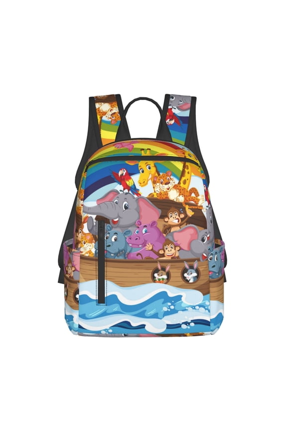 Rainbow Animals on Noah's Ark Pattern Travel Laptop Backpack,Lightweight Backpack Travel Hiking Daypack Backpack Work Bag for Men Women
