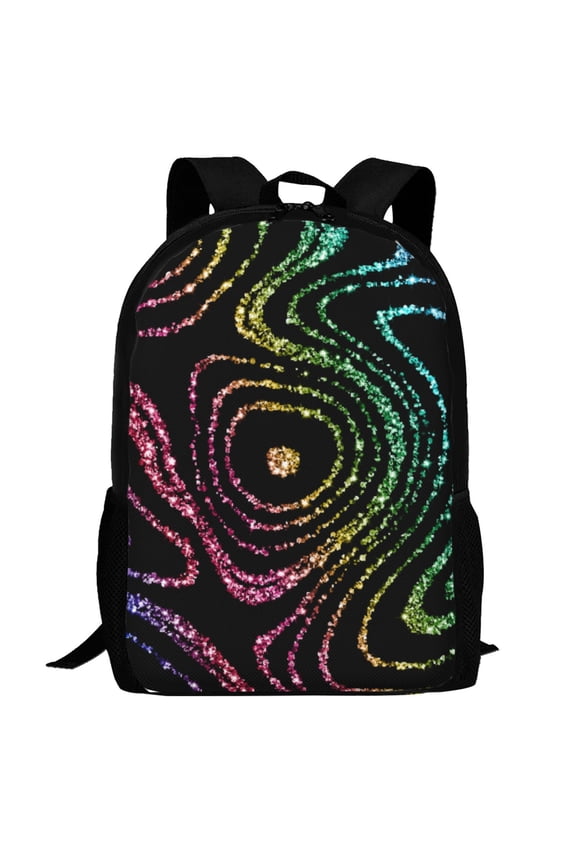 Rainbow Glitter Pattern Carry on Backpack,16.5x12.5x5.5 Personal Item Bag Carry On Backpack Water Resistant Lightweight Daypack