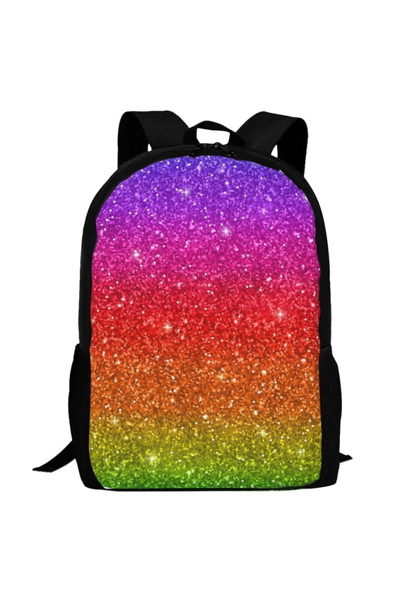 Rainbow Glitter Pattern Carry on Backpack,16.5x12.5x5.5 Personal Item Bag Carry On Backpack Water Resistant Lightweight Daypack
