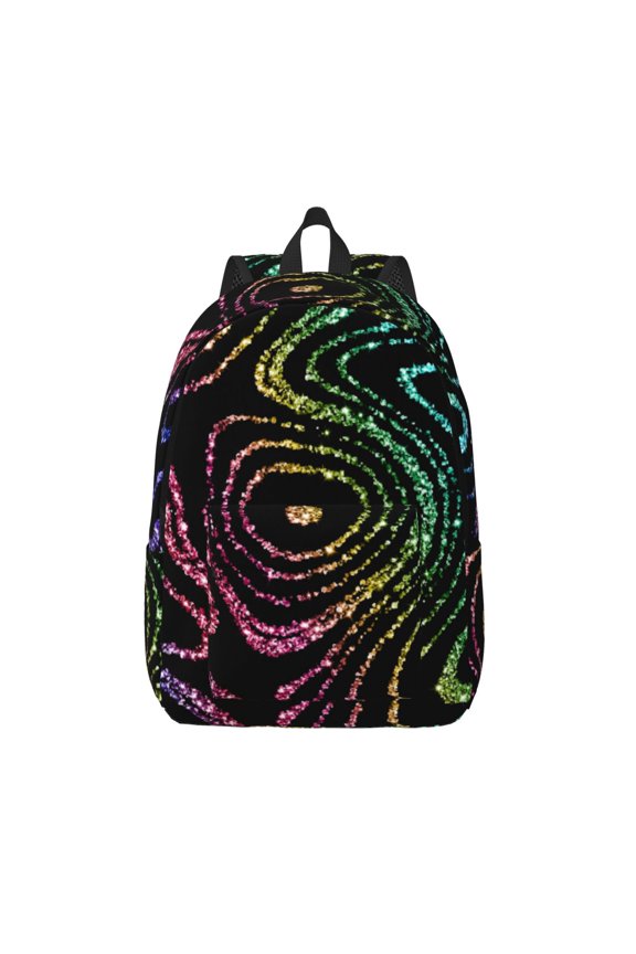 Rainbow Glitter for Canvas Backpack,Travel Rucksack Unisex Knapsack Laptop Backpack for Work & College -Small