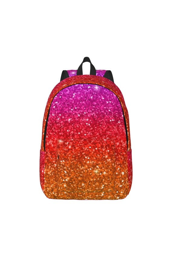 Rainbow Glitter for Canvas Backpack,Travel Rucksack Unisex Knapsack Laptop Backpack for Work & College -Small
