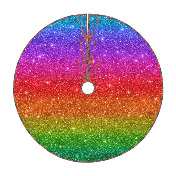 Defioc Rainbow Glitter for Christmas Tree Skirt Snowman Xmas Tree Skirt Farmhouse Christmas Decorations Tree Mat for Holiday Party Decor-36"