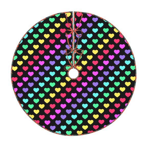 Defioc Rainbow Hearts for Christmas Tree Skirt Snowman Xmas Tree Skirt Farmhouse Christmas Decorations Tree Mat for Holiday Party Decor-36"