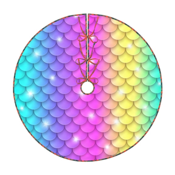 Defioc Rainbow Scales2 for Christmas Tree Skirt Snowman Xmas Tree Skirt Farmhouse Christmas Decorations Tree Mat for Holiday Party Decor-36"
