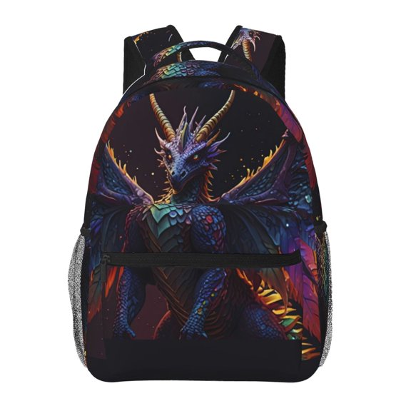 Defioc Rainbow Wings Majestic Dragon Pattern Laptop Backpack,Travel Backpack Outdoor Activities Bag Daypack for Travel Hiking Shopping Daily