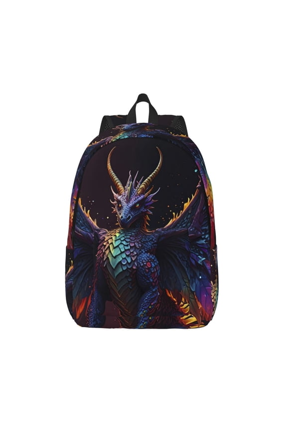 Rainbow Wings Majestic Dragon for Canvas Backpack,Travel Rucksack Unisex Knapsack Laptop Backpack for Work & College -Medium