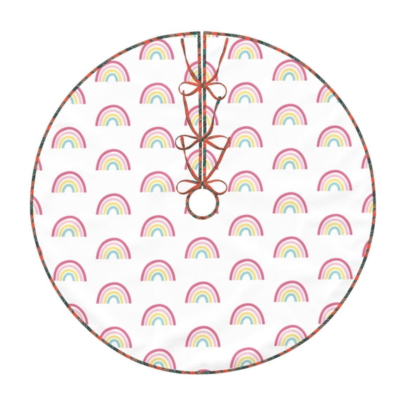 Defioc Rainbow for Christmas Tree Skirt Snowman Xmas Tree Skirt Farmhouse Christmas Decorations Tree Mat for Holiday Party Decor-36"