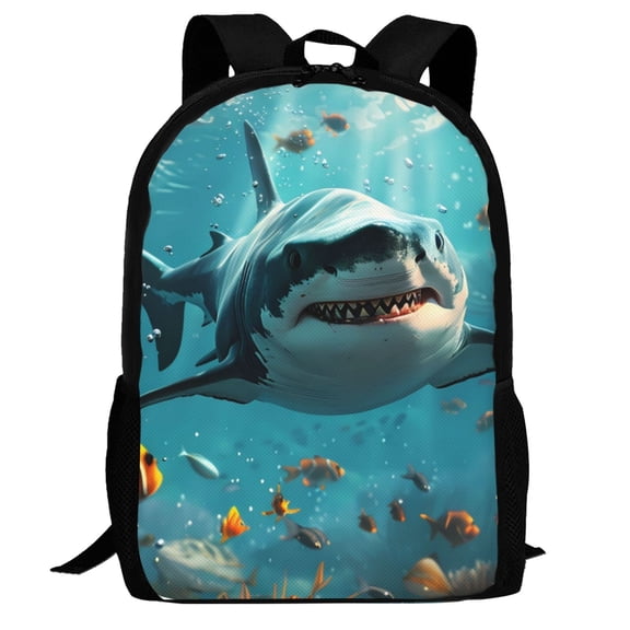 Defioc Realistic Ocean Shark Pattern Carry on Backpack,16.5x12.5x5.5 Personal Item Bag Carry On Backpack Water Resistant Lightweight Daypack