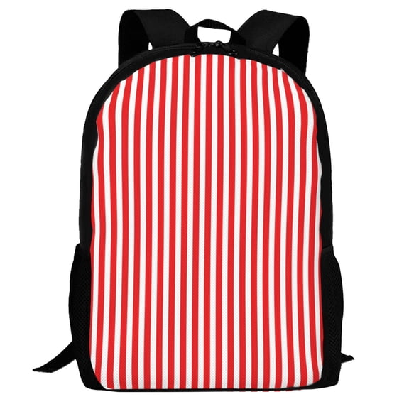 Defioc Red And White Stripes Pattern Carry on Backpack,16.5x12.5x5.5 Personal Item Bag Carry On Backpack Water Resistant Lightweight Daypack