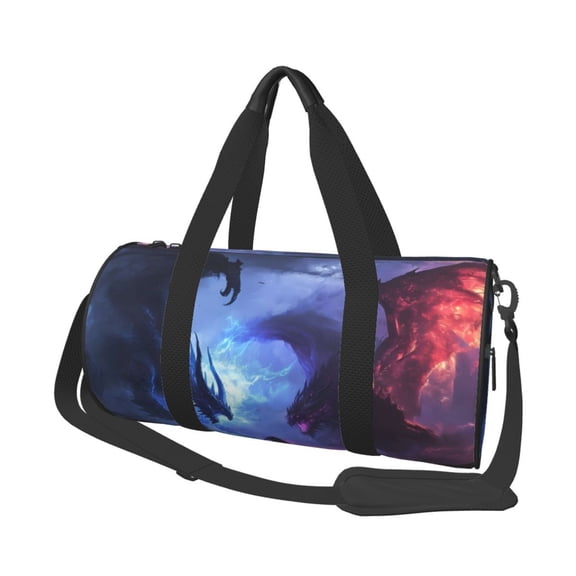 Defioc Red And Blue Fire Dragon for Travel Duffle Bag,Weekender Bag Carry On Tote Bags Hospital Bag Large Capacity Sport Gym Bag for Men Women Fit for Trave, Gym,Weekend