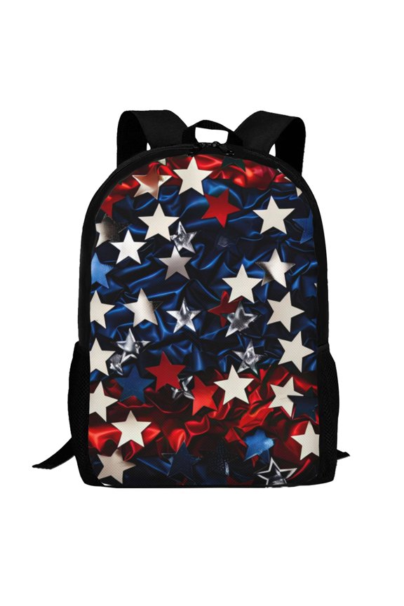 Red Blue White Stars Pattern Carry on Backpack,16.5x12.5x5.5 Personal Item Bag Carry On Backpack Water Resistant Lightweight Daypack