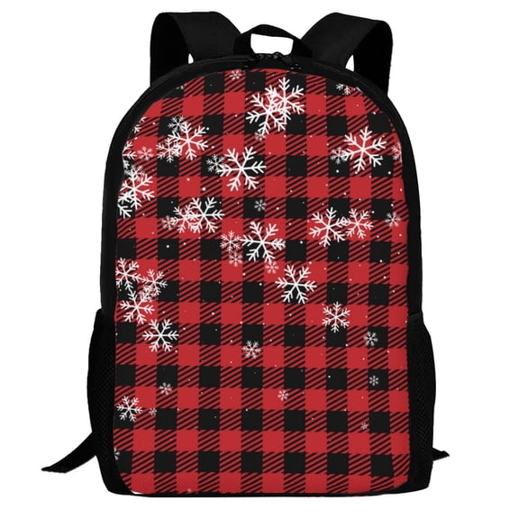Defioc Red Buffalo Plaid Pattern Carry on Backpack,16.5x12.5x5.5 Personal Item Bag Carry On Backpack Water Resistant Lightweight Daypack