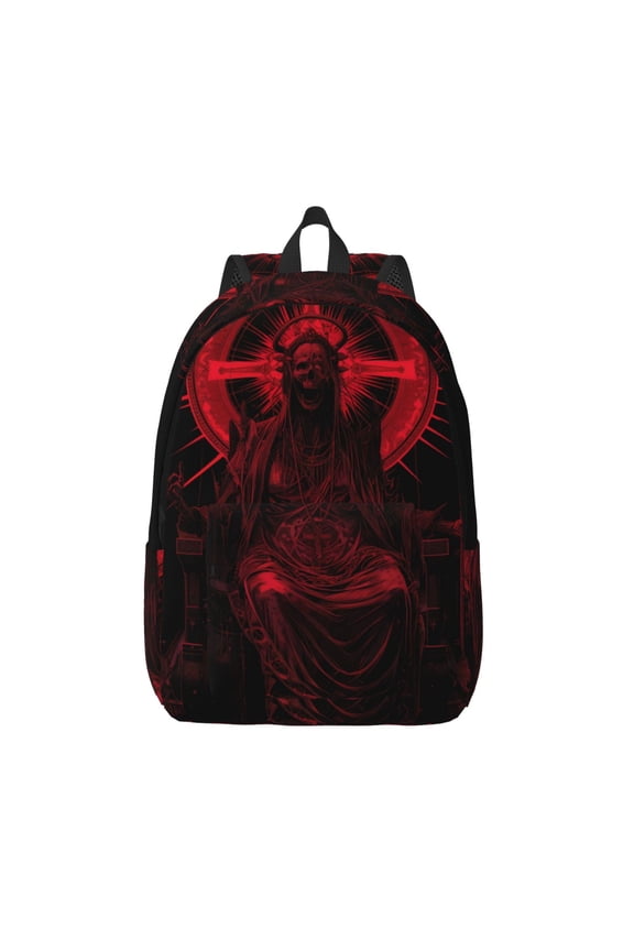 Red Gothic Skeleton Throne for Canvas Backpack,Travel Rucksack Unisex Knapsack Laptop Backpack for Work & College -Small
