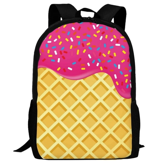 Defioc Red Ice Cream Pattern Carry on Backpack,16.5x12.5x5.5 Personal Item Bag Carry On Backpack Water Resistant Lightweight Daypack
