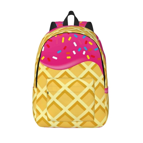 Defioc Red Ice Cream for Canvas Backpack,Travel Rucksack Unisex Knapsack Laptop Backpack for Work & College -Medium