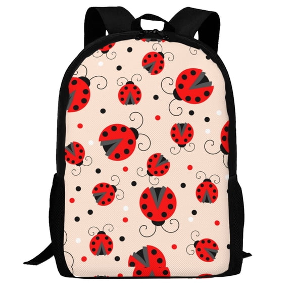 Defioc Red Ladybug Pattern Carry on Backpack,16.5x12.5x5.5 Personal Item Bag Carry On Backpack Water Resistant Lightweight Daypack