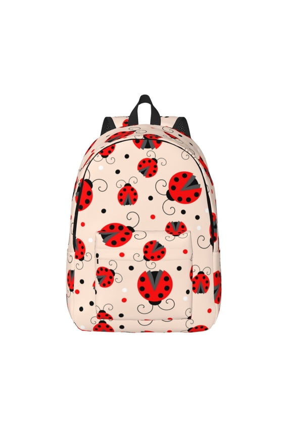 Red Ladybug for Canvas Backpack,Travel Rucksack Unisex Knapsack Laptop Backpack for Work & College -Medium