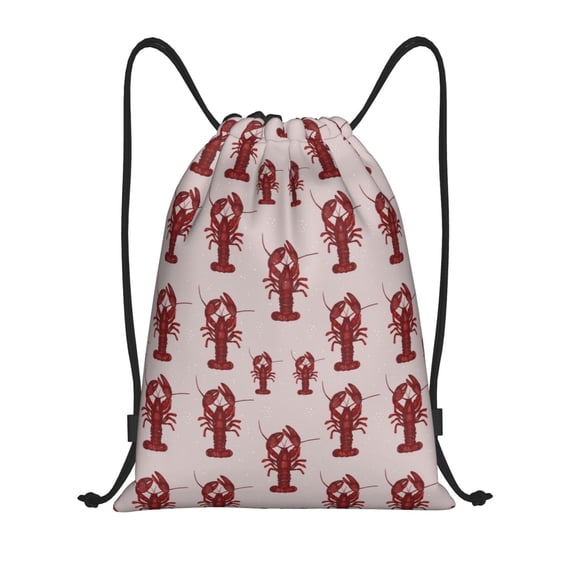 Defioc Red Lobster With Claws for Drawstring Backpack Sports Gym Bag for Women Men Children Adult Sackpack Yoga Bag for Wet Swimming,Gym,and Workout Gear -Medium