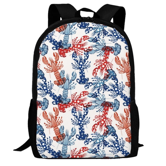 Defioc Red Lobster Pattern Carry on Backpack,16.5x12.5x5.5 Personal Item Bag Carry On Backpack Water Resistant Lightweight Daypack