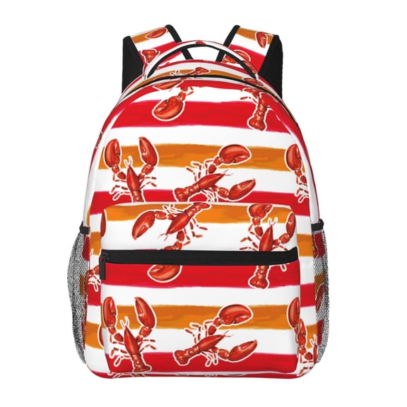 Defioc Red Lobster Pattern Laptop Backpack,Travel Backpack Outdoor Activities Bag Daypack for Travel Hiking Shopping Daily