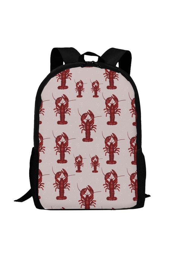 Red Lobster With Claws Pattern Carry on Backpack,16.5x12.5x5.5 Personal Item Bag Carry On Backpack Water Resistant Lightweight Daypack