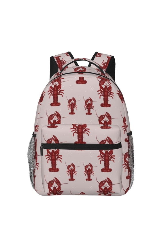 Red Lobster With Claws Pattern Laptop Backpack,Travel Backpack Outdoor Activities Bag Daypack for Travel Hiking Shopping Daily