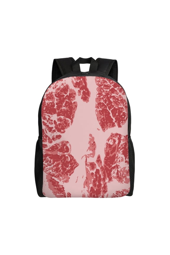 Red Meat Print Backpack -Travel,or Work Bookbag Daypacks with 15-Inch Laptop Sleeve and Dual Water Bottle Pockets