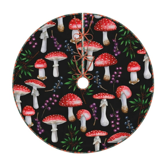 Defioc Red Mushrooms for Christmas Tree Skirt Snowman Xmas Tree Skirt Farmhouse Christmas Decorations Tree Mat for Holiday Party Decor-36"