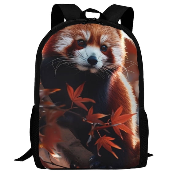 Defioc Red Panda Autumn Branches Pattern Carry on Backpack,16.5x12.5x5.5 Personal Item Bag Carry On Backpack Water Resistant Lightweight Daypack