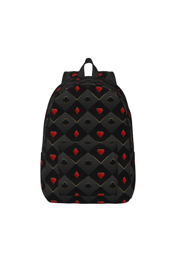 Red Poker for Canvas Backpack,Travel Rucksack Unisex Knapsack Laptop Backpack for Work & College -Small