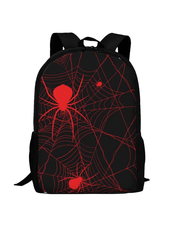 Red Spider On The Web Pattern Carry on Backpack,16.5x12.5x5.5 Personal Item Bag Carry On Backpack Water Resistant Lightweight Daypack