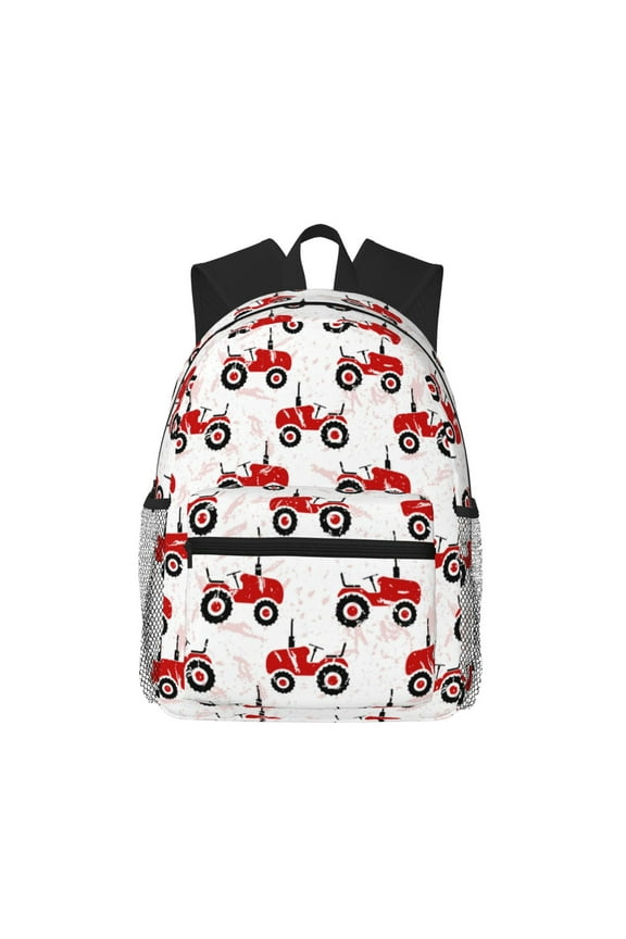 Red Wheeled Tractors Pattern Laptop Backpack for Men and Women,Casual Backpack Dayback Sports Bookbag for Travel Running Hiking