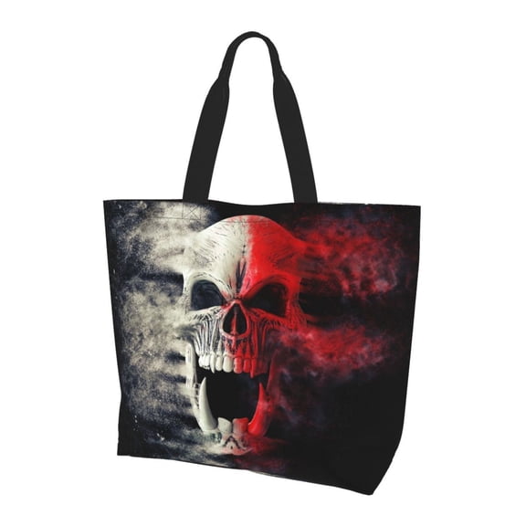 Defioc Red And White Screaming Demon Skullfor Women's Tote Bag - Shopping Bag Casual Shoulder Bag Fashion Handbag Daily Bag Hobo Bags for Travel Work Shopping