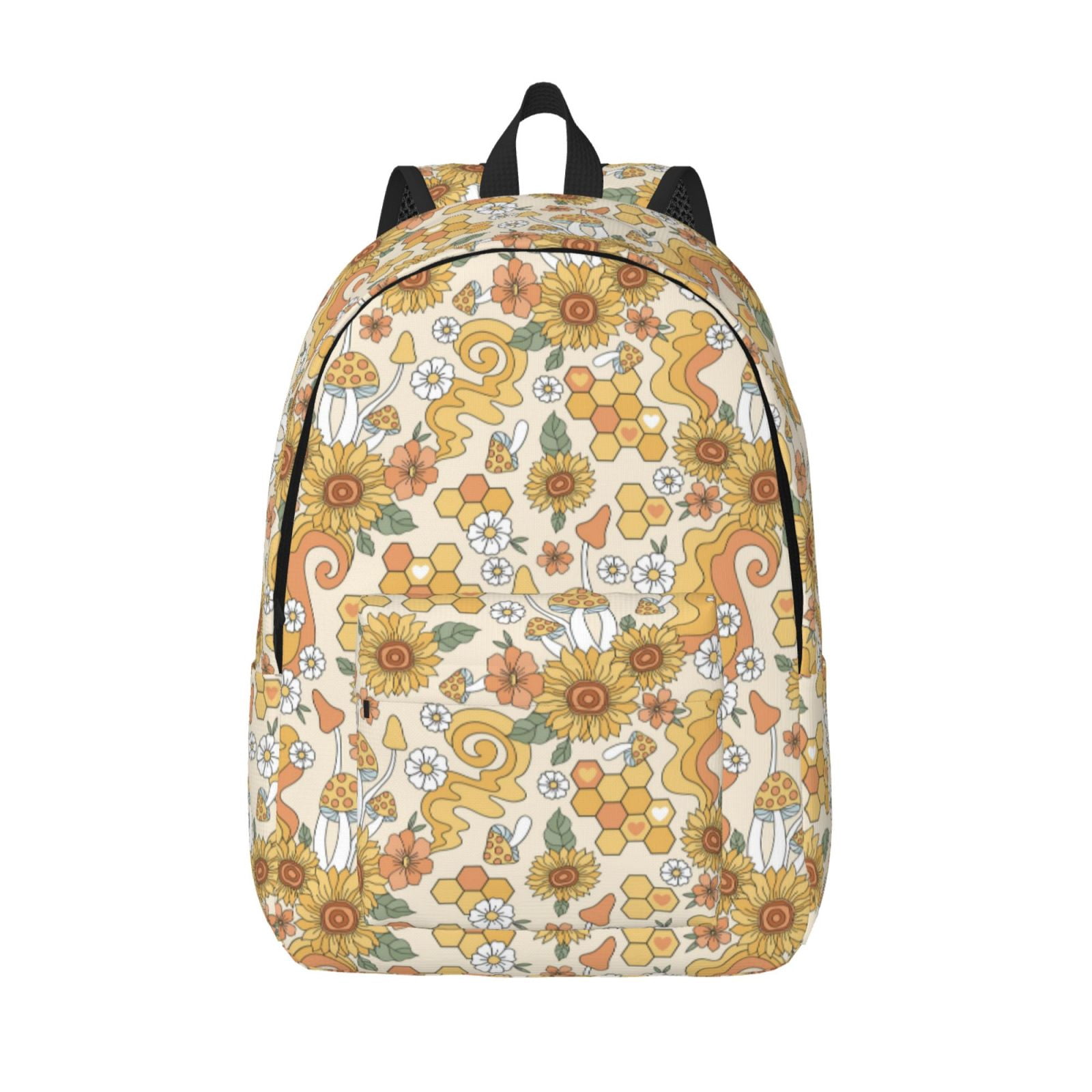 Defioc Retro 70s 60s Flower for Canvas Backpack,Travel Rucksack Unisex ...
