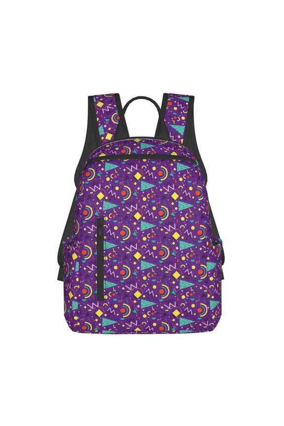 Retro 80s Style Pattern Travel Laptop Backpack,Lightweight Backpack Travel Hiking Daypack Backpack Work Bag for Men Women
