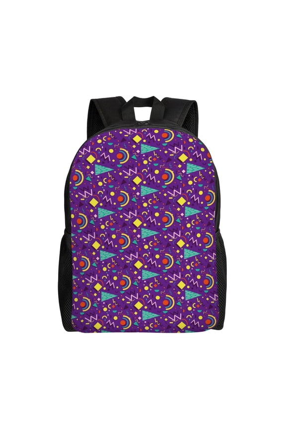 Retro 80s Style Print Backpack -Travel,or Work Bookbag Daypacks with 15-Inch Laptop Sleeve and Dual Water Bottle Pockets